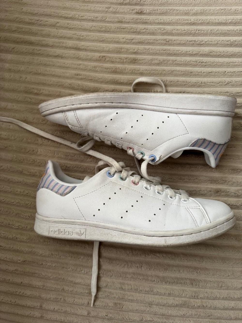 Adidas Stan Smith White and Pastel Sneakers Size 8
